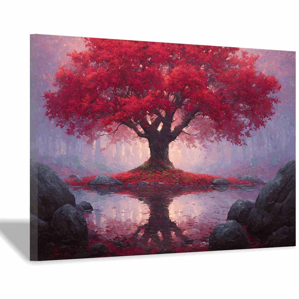 XENIOU Tree Of Life Wall Art Rainbow foliage tree canvas painting wall art, Living Room Bedroom Hallway Stairs Decoration.(Multicolor)-70x100cm Framed