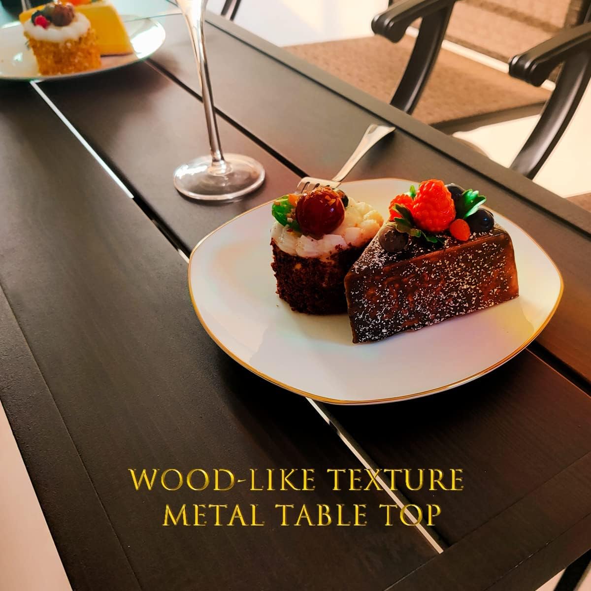 MEOOEM Patio Bar Table Height Bistro Table High Top Bar Table with Wooden-Like Top & Metal Frame for Outdoor Home Kitchen Cafe Bistro : Patio, Lawn & Garden