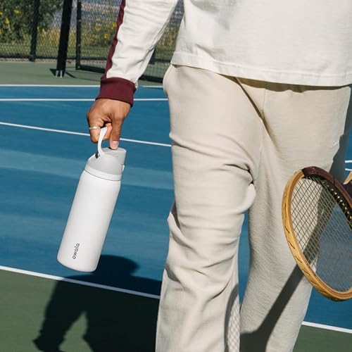 Miniatura 6 de Botella de agua aislada de acero inoxidable Owala FreeSip con pajita, botella de agua sin BPA para deportes, ideal para viajes, 32 onzas, Shy