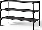 Kitsure Shoe Rack - Non-Woven Shoe Rack Shelf, Shoe Organizer for Closet, Entryway, Garage & Corridor, Stackable Shoe Shelves, 27.5" Wide - 3 Tier, Black
