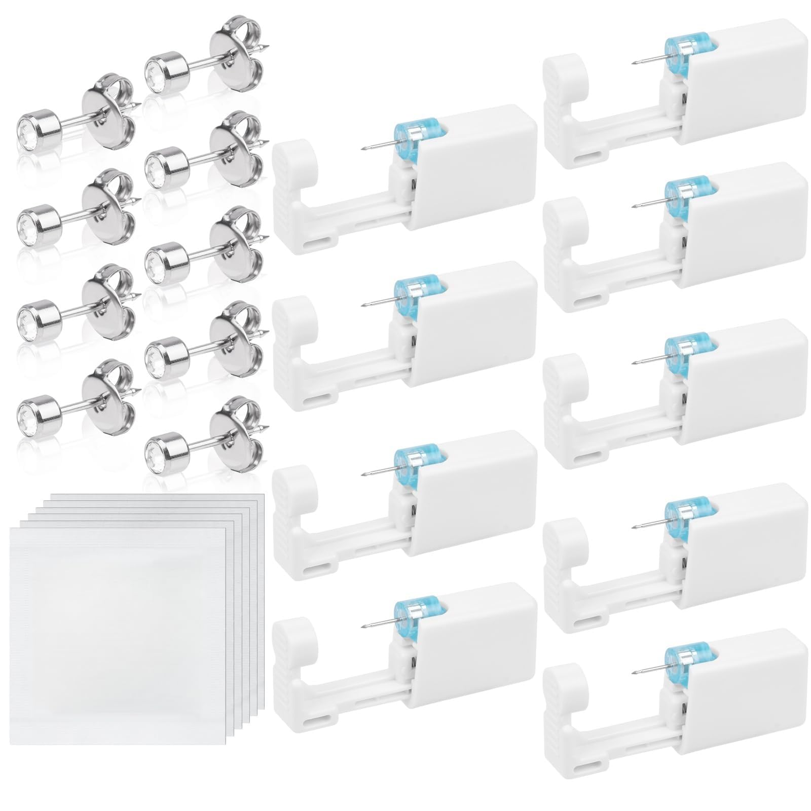 Aucuu Pistolas Desechables para Perforar Orejas, Desechables Herramienta Autoperforante Indolora con Pendientes de Acero Inoxidable, Seguro y Estéril, para Niñas, Mujeres y Hombres — view 7