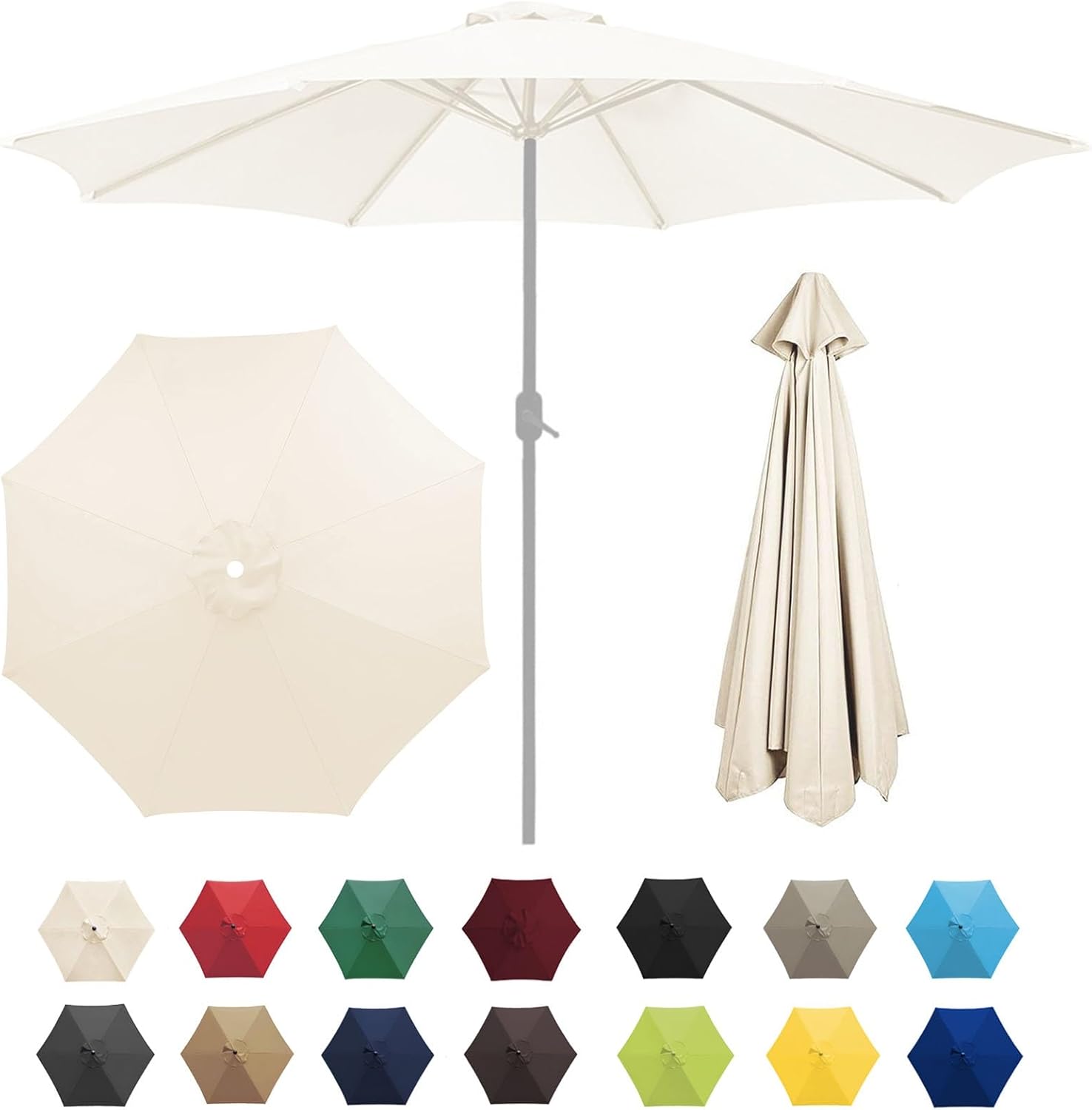 Patio Umbrella Replacement Canopy Square Cantilever Top Cover Outdoor,6/8 Ribs Waterproof Parasol Replacement Canopy UV Resistant Patio Umbrella Cover Sunshade Fabric for Garden Cantilever U