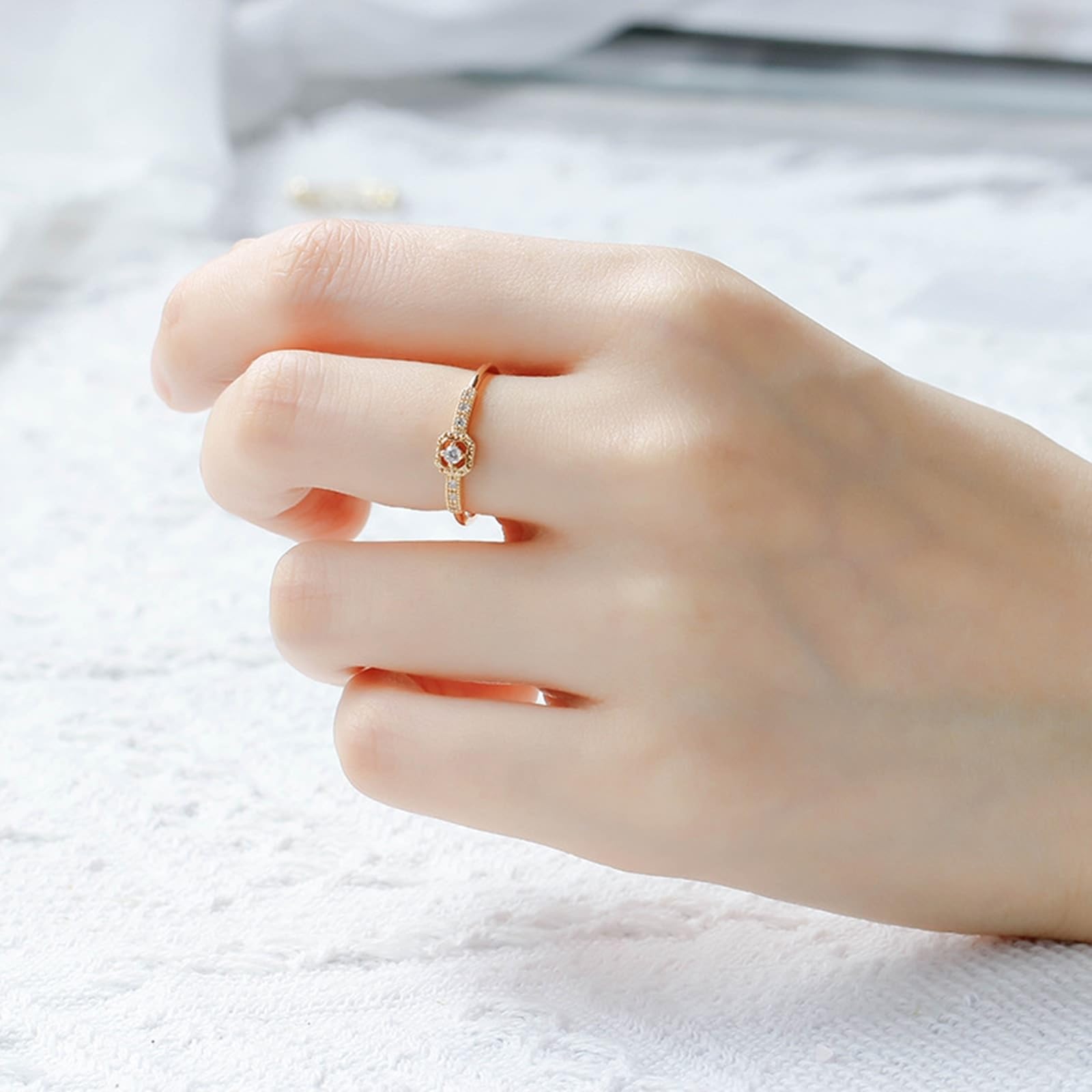 Anillos de boda auténticos, 9 K/14 K/18 K, oro con moissanita, anillo de boda clásico