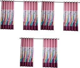 VOSAREA 3 Peças Cortinas Rosa Transparentes Painéis Impressos Cortinas De Janela Cortinas Blackout Cortina Para Banheiro Cortinas De Banho Cortina Simples Cortina De Janela Conjunto De