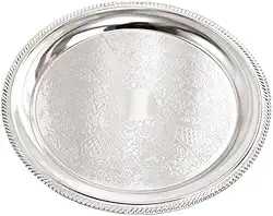 Bandeja de Armazenamento, Prato de Servir para Camping, Prato de Jantar, Prato de Liga de Alumínio para áreas Externas, Prata, Tamanho real