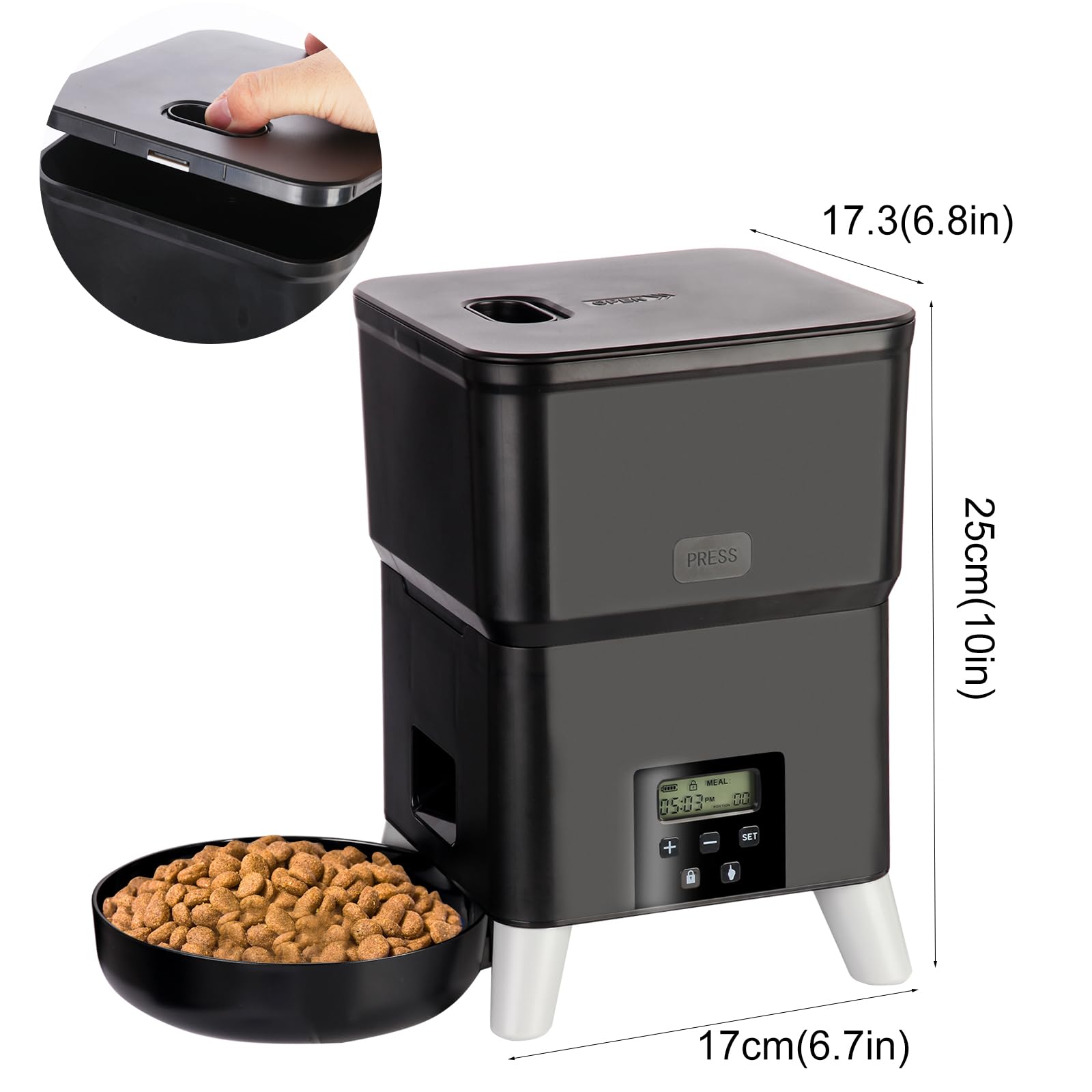Comedero automático para gatos de 3 litros con comedero elevado para mascotas, programable, apto para comederos de mascotas pequeñas y medianas