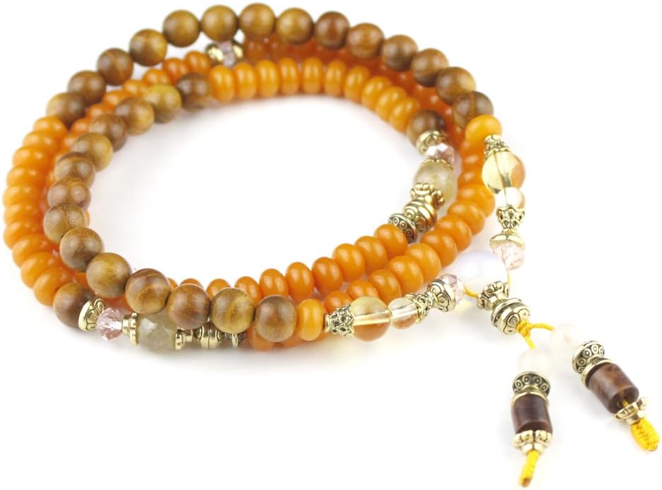Felix Perry 7x5mm 108 Beads Natural Orange Bodhi Phoebe Buddhist Prayer Mala Necklace Bracelet
