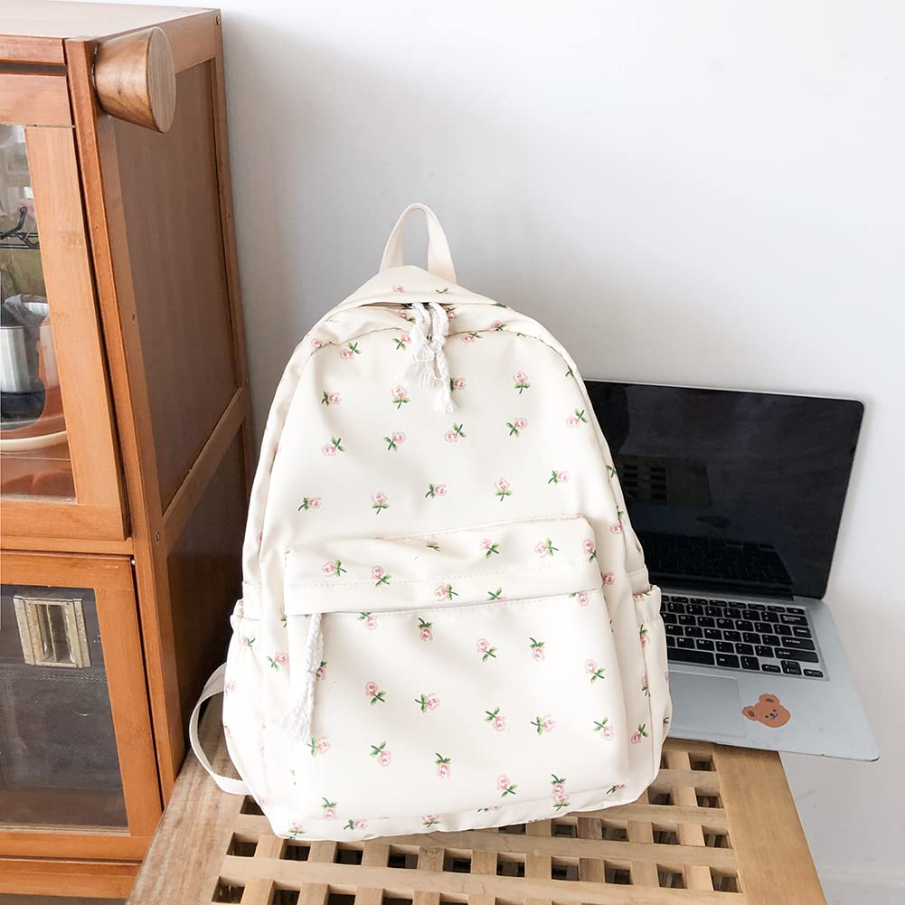 Modny plecak z nadrukiem kwiatowym, damski plecak podróżny z motywem kwiatowym, torba szkolna Preppy Bookbag, Little Flower, 12CM*7CM*7CM