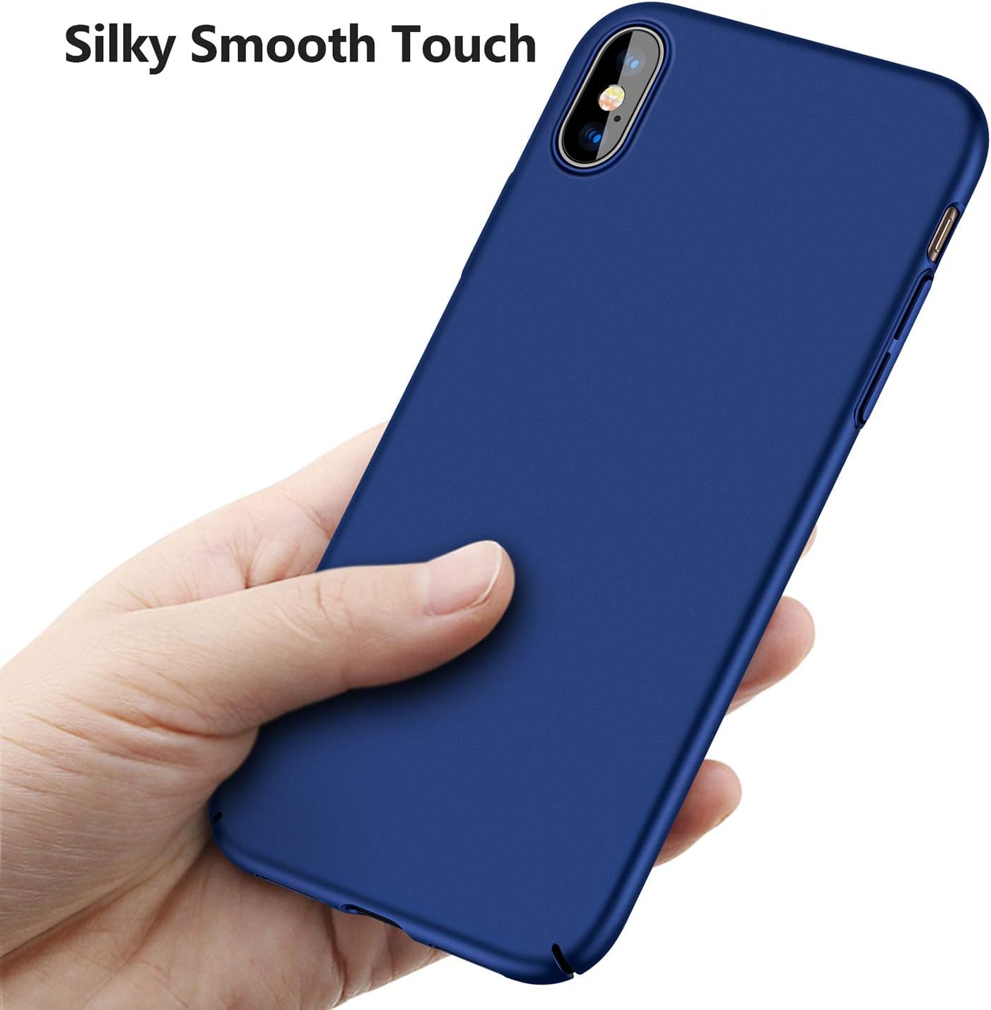 TORRAS Slim Fit iPhone Xs Max Case 6.5 Inch, Hard Plastic Ultra Thin Matte Finish Grip Protective Phone Cover Case for iPhone X Max Case, Navy Blue