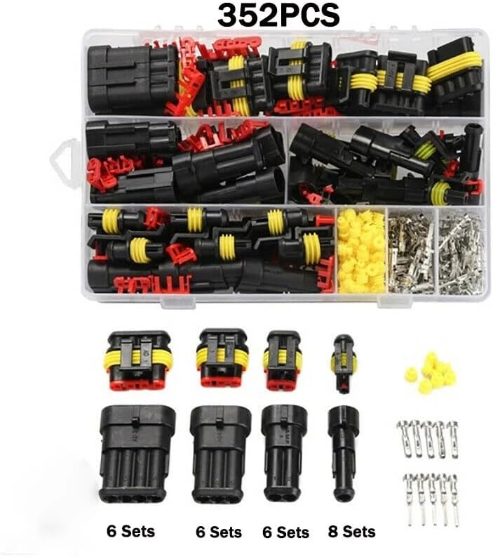 352pcs разъемы автомобильные 1/2/3/4 Pins Way AMP Car Seal HID Waterproof Electrical Male Female Wire Connector VUQLDHAYZ