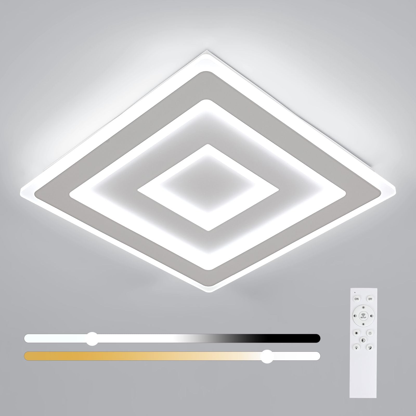 Osairous LED Ceiling Light Dimmable, 52W 5850LM Modern Ceiling Lamp with Remote Control, Squares Design Lighting 3000K-6500K for Living Room, Bedrooms, Dining Room, Kitchen, Corridor