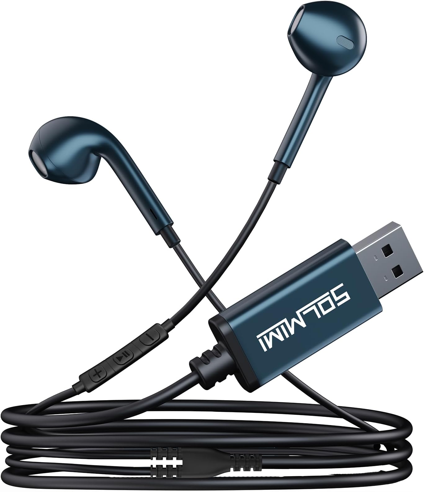 USB Earbuds with Microphone for PC Laptop, 2M/6.5ft USB-A Headset Headphone with Microphone for PC Computer Laptop PS4 PS5 Notebook Desktop Office Home with Volume Control& Mute