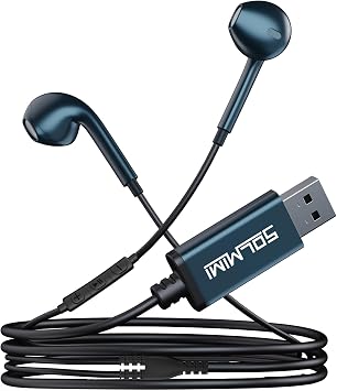 USB Earbuds with Microphone for PC Laptop, 2M/6.5ft USB-A Headset Headphone with Microphone for PC Computer Laptop PS4 PS5 Notebook Desktop Office Home with Volume Control& Mute