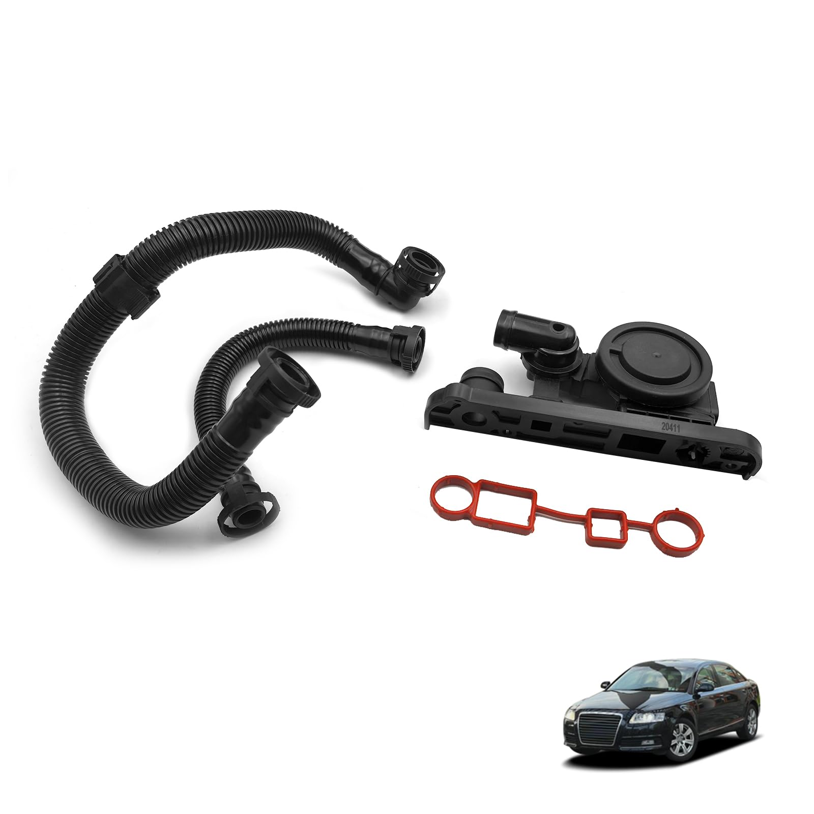 Uselection 06F129101P PCV Crankcase Vent Valve Breather Hose Kit w Gaskets for Audi A3 A4 A6 TT A1 VW Golf Jetta Passat 2.0L Replace 06F103483E 06F129101E 06F129101G 06F129101R 06F129101N 06F103483E