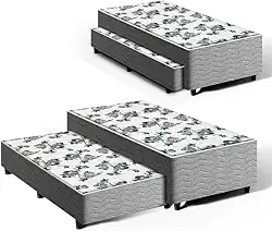 Cama Box com Colchão e Auxiliar Unique 3 em 1 Solteiro 88cm (Molas Ensacadas)