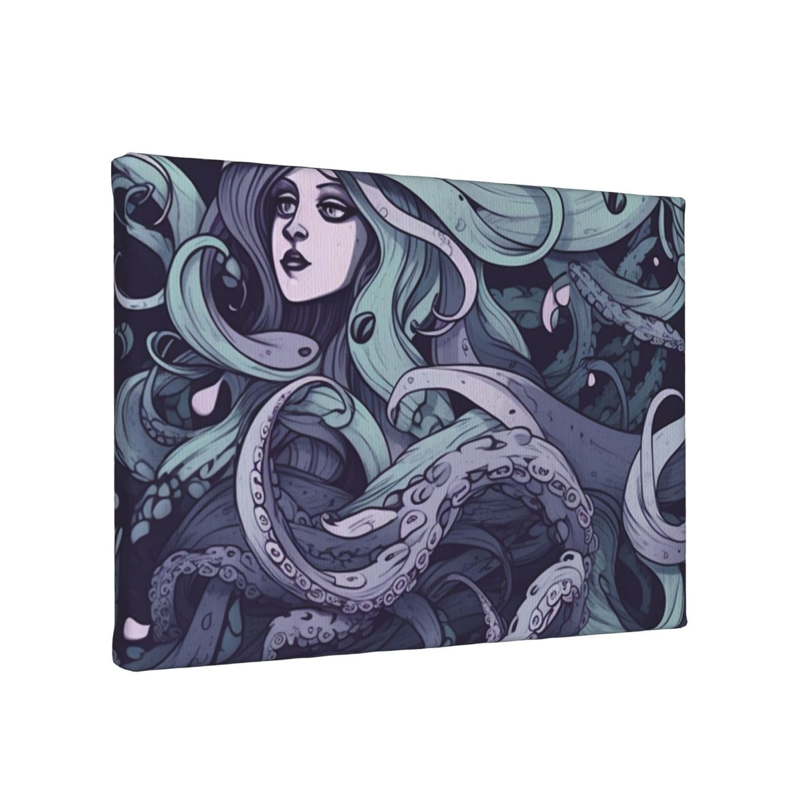 YKLJG the sea witch inspired Printed Wall Art Canvas Painting 30x20 CM Wooden Framed Picture Painting Artwork Prints for Bedroom Kitchen Home Office Decor