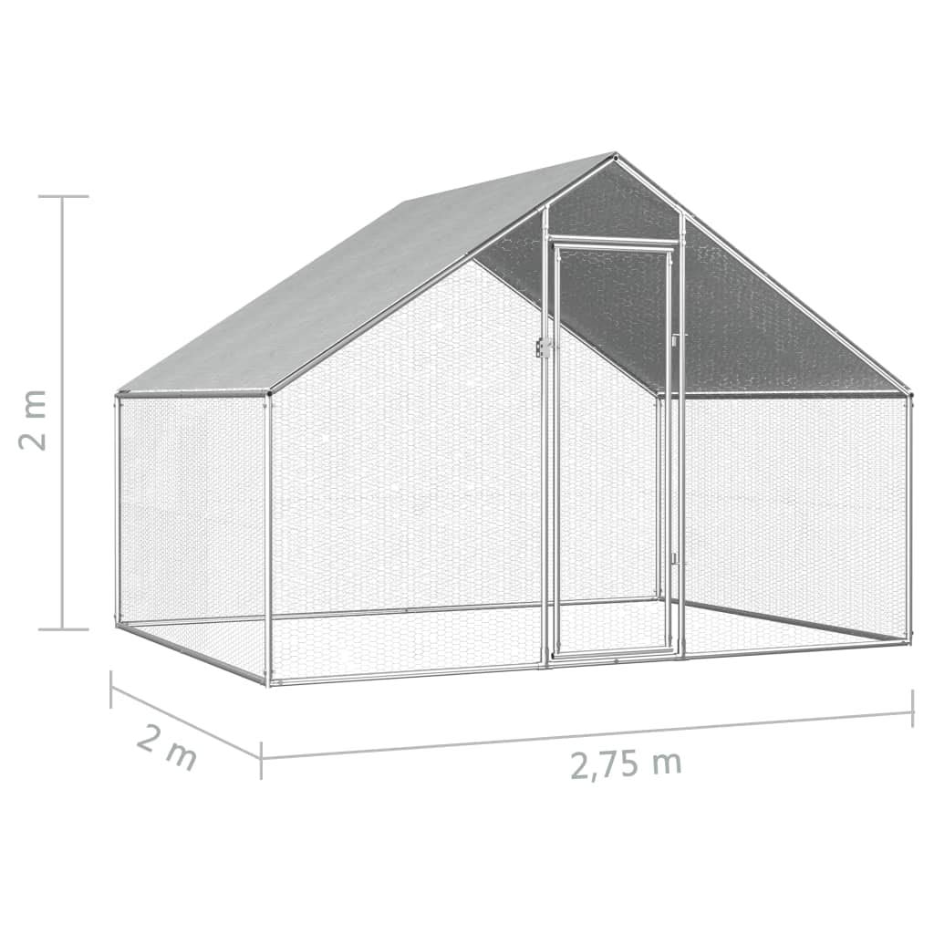 Festnight Gallinero Gallinero Exterior de Acero Galvanizado Plateado 2,75x2x2 m para Pollos, Gallinas, Patos, Gansos, Jaula gallinero de Exterior