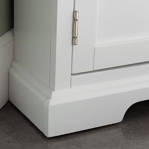 Miniatura 9 de Leick Home 85386 Soporte de esquina con almacenamiento cerrado para televisores de 65 pulgadas, color blanco