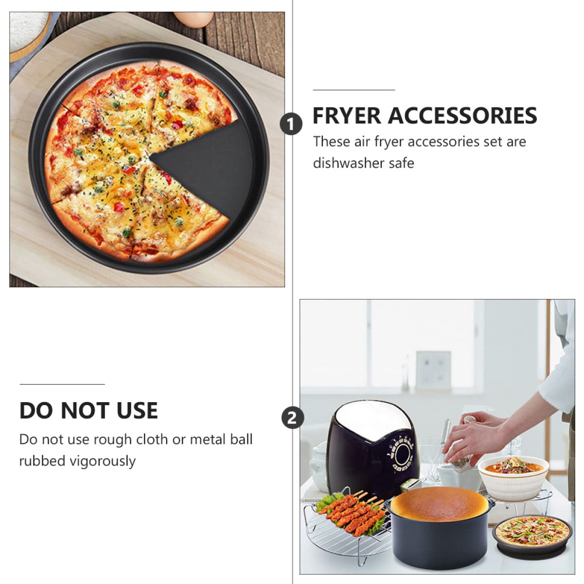 PRETYZOOM Set Di Pentole E Padelle Per Friggitrice Ad Aria Da 6 Pezzi Accessori Da Cucina Teglia Antiaderente Per Padella Per Friggitrice Ad Aria