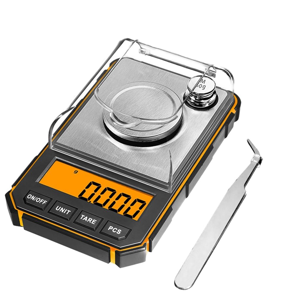 Báscula digital electrónica portátil, mini báscula de bolsillo, 50 g, peso de calibración, función de tara