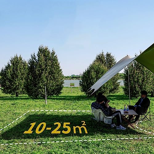 Lona de camping con postes regulables toldo dorado impermeable de 4.4 x 4.5m para hamacas 4