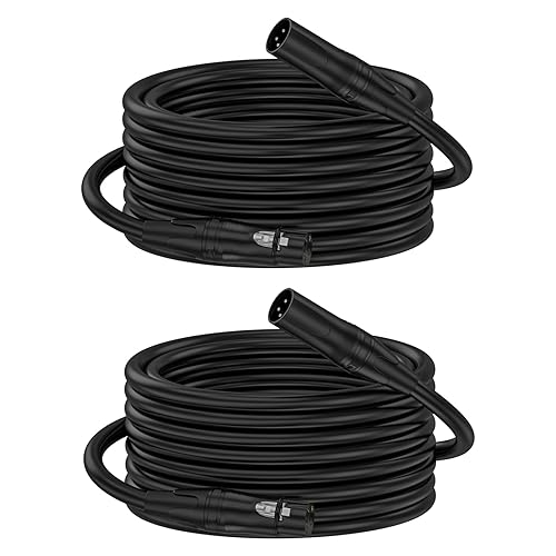 ZTOXLR Cables XLR, cable de micrófono XLR de 10 pies, paquete de 2 unidades, cable de altavoz XLR de 3 pines chapado en oro macho a hembra, cable de