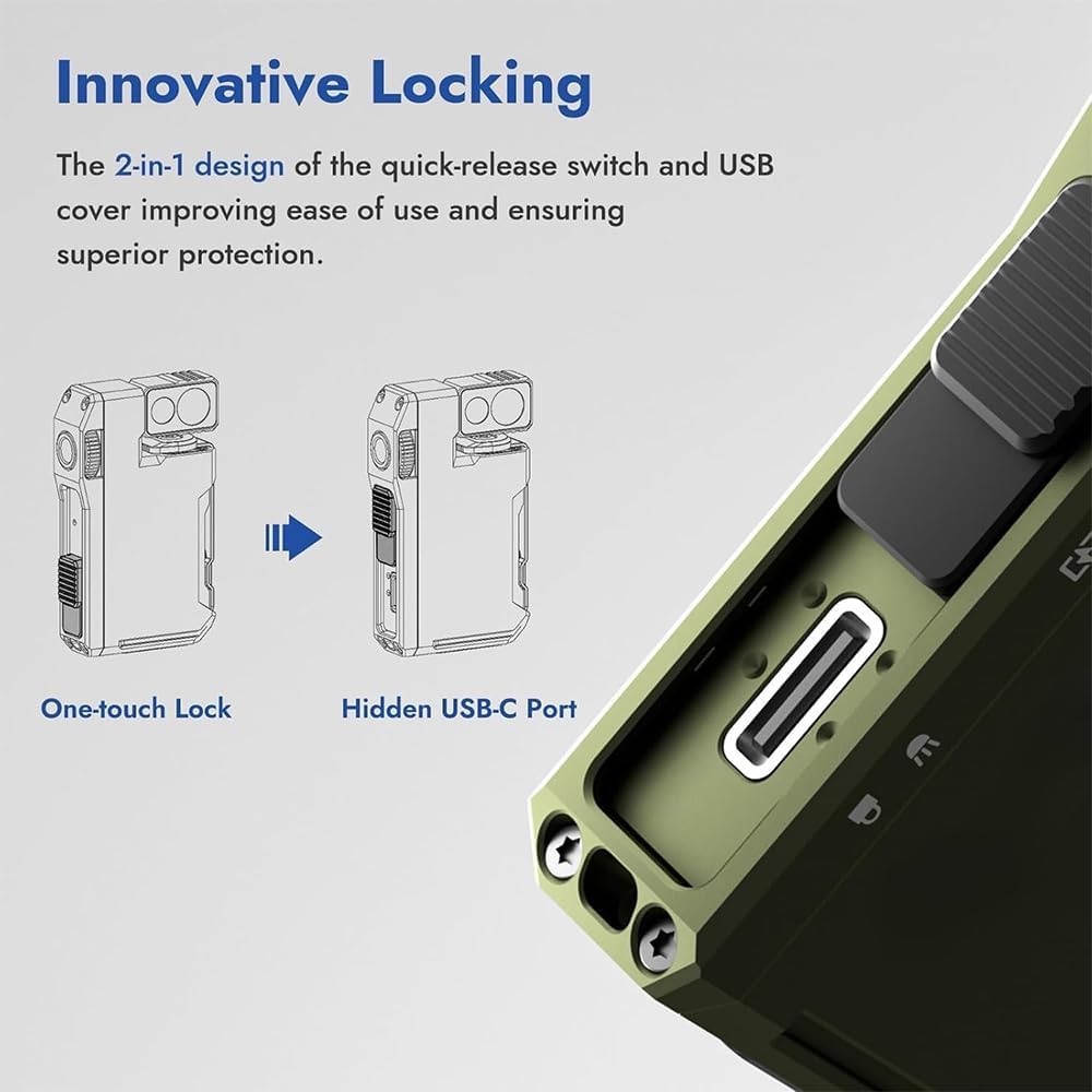 G5 EDC Flashlight 400 Lumens, Rechargeable Mini Flashlight with Magnetic Base, RGB Dual Light, Ip68 Waterproof, Compact Keychain Light for Camping, Emergency & Daily Carry (Green)