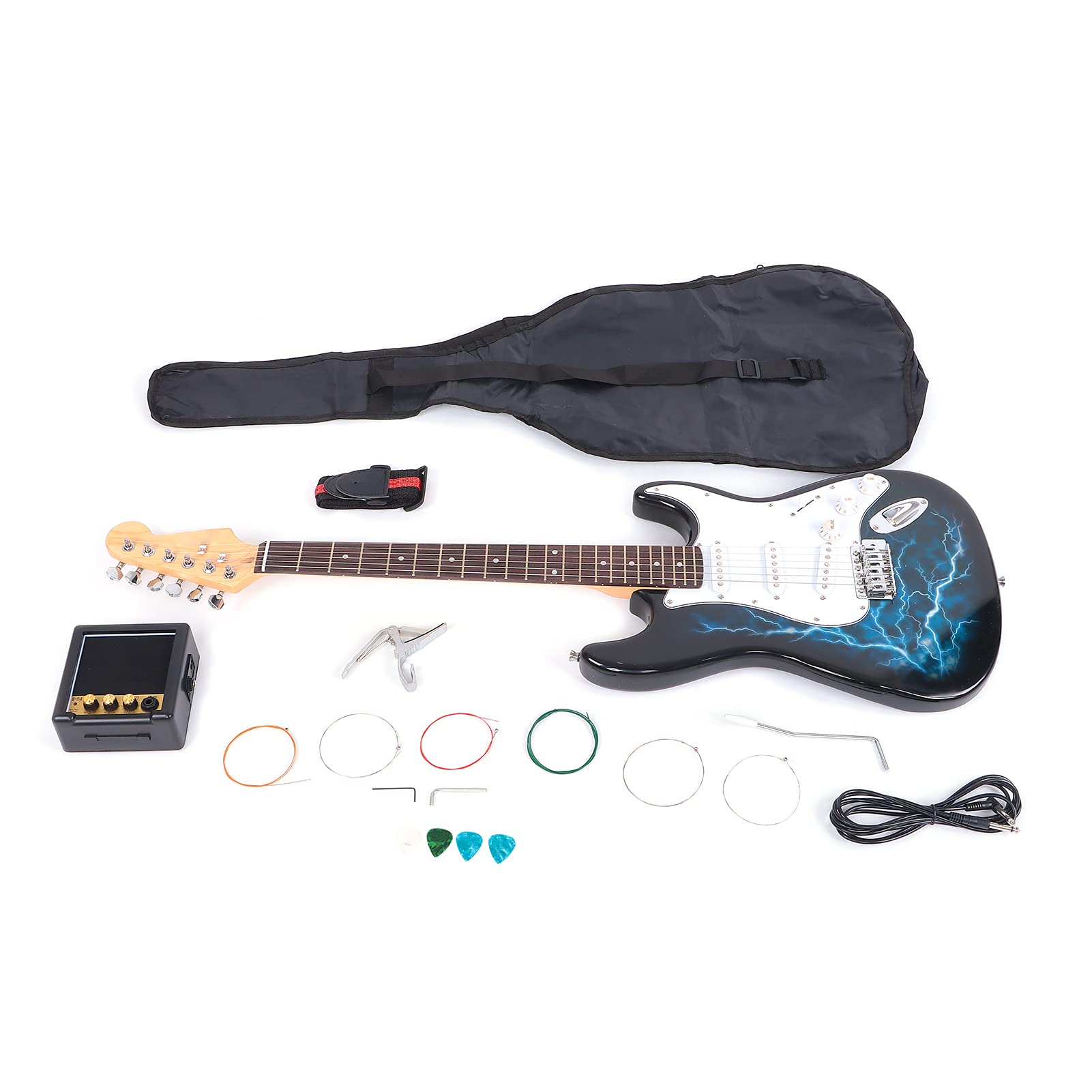 Electric Guitar, Stylish Exquisite Guitar Kit Black White Linden Guitar Kits Custom Design Guitar Set for Beginners for Professional