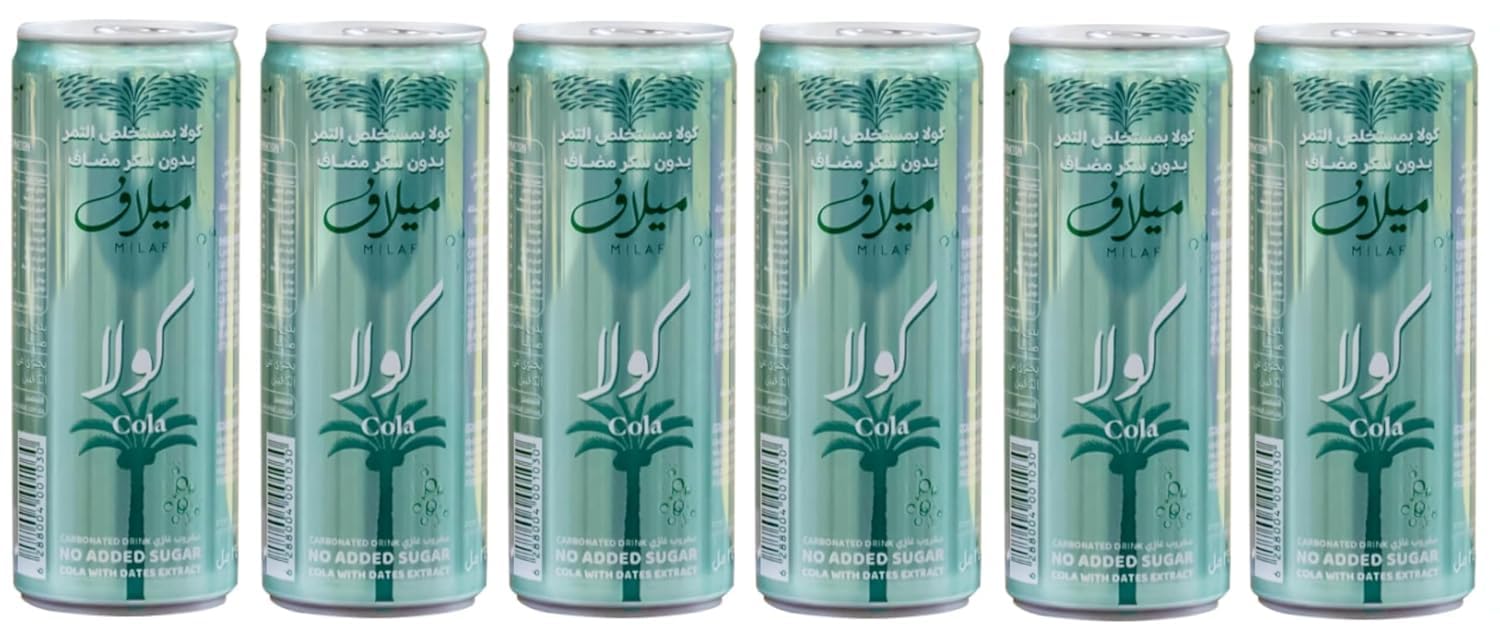 Milaf Colas – Carbonated Soft Drink with Natural Dates Extract – 250ml Each Pack of 6 (Imported)