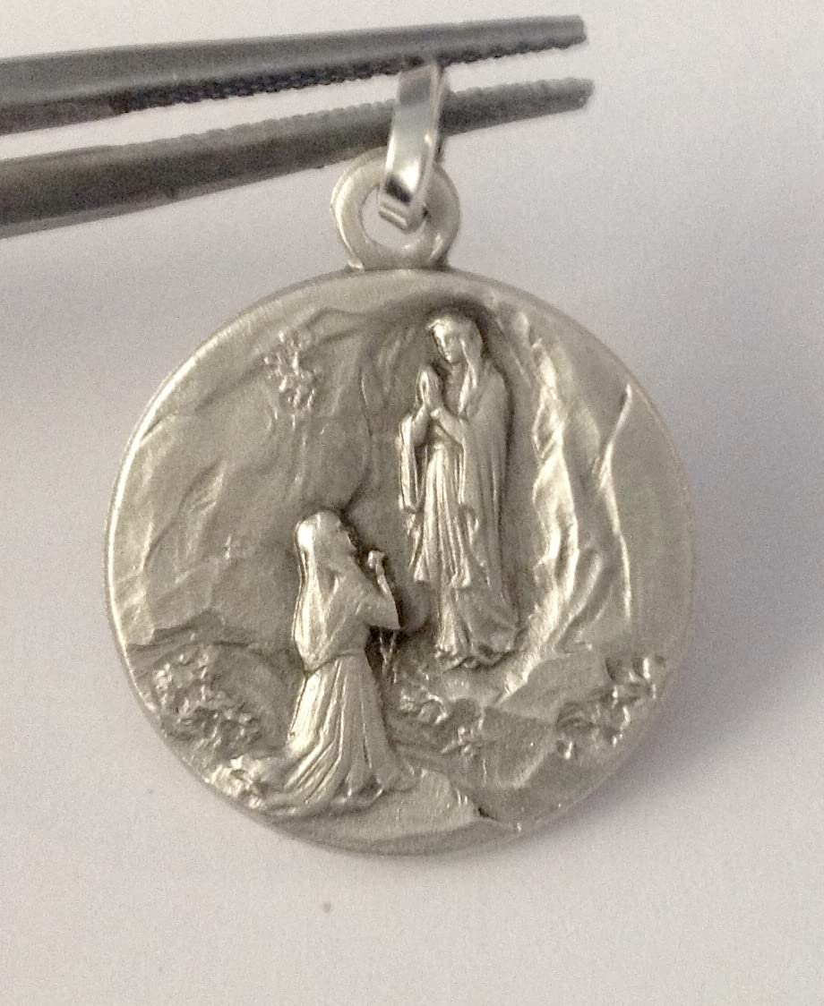 I G J MEDAGLIA MADONNA DI LOURDES IN ARGENTO 925-100% MADE IN ITALY - LE MEDAGLIE DEI SANTI PATRONI