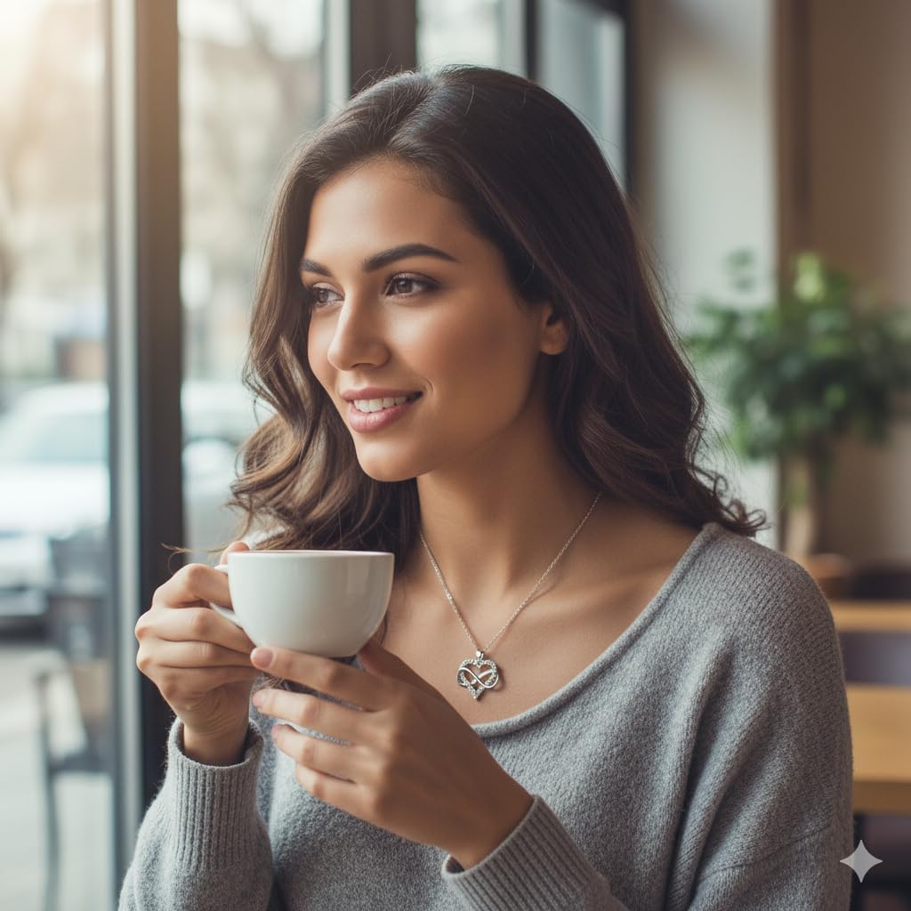 Infinity Heart Necklace for Women, Silver Plated Love Heart Pendant with Sparkling Cubic Zirconia, Romantic Anniversary Birthday Jewelry Gifts for Girlfriend Wife - Image 2