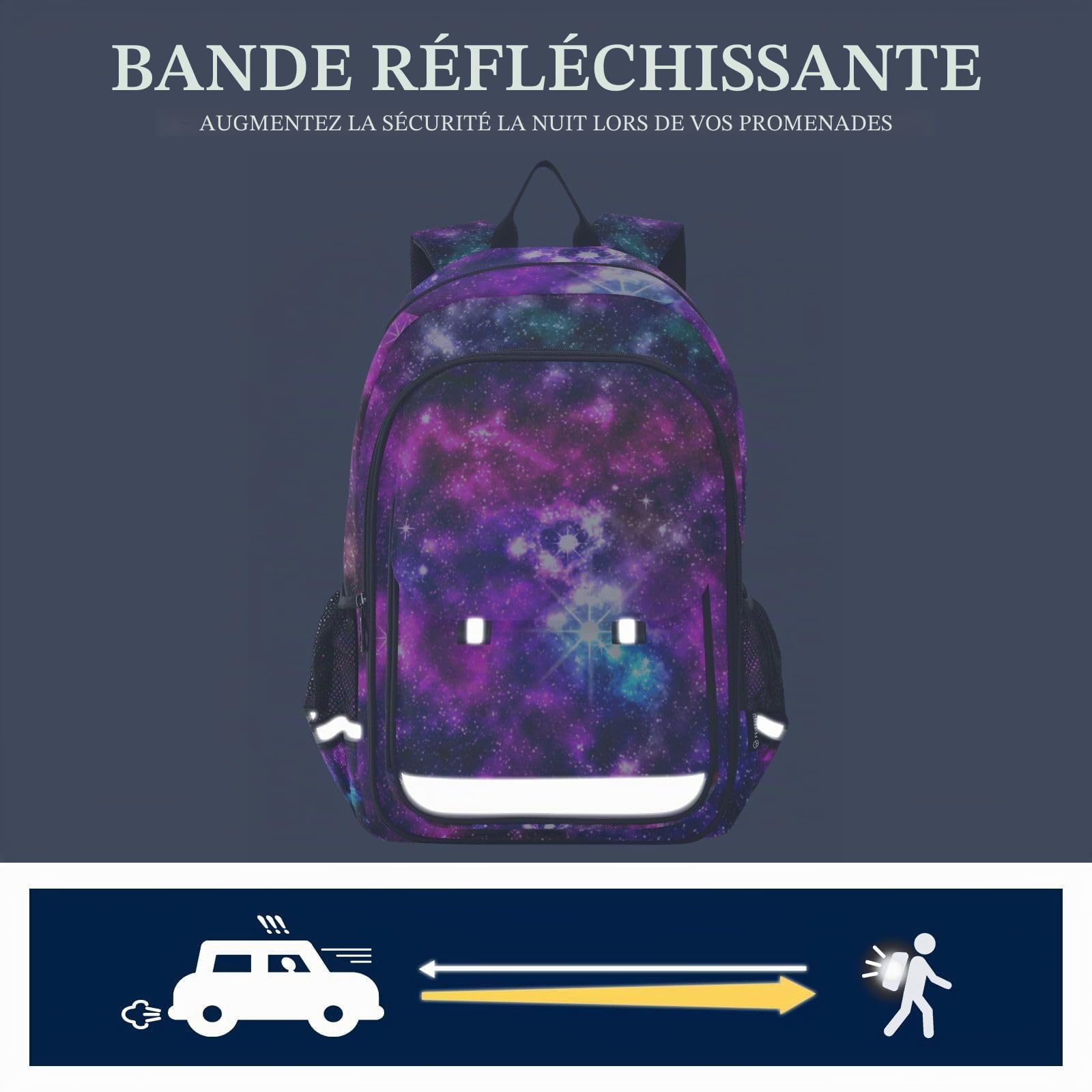 Sac à dos Tendance Galaxie pour Femme et Filles - Maternelle, Léger et Résistant à l'Eau, Rose, Taille Unique