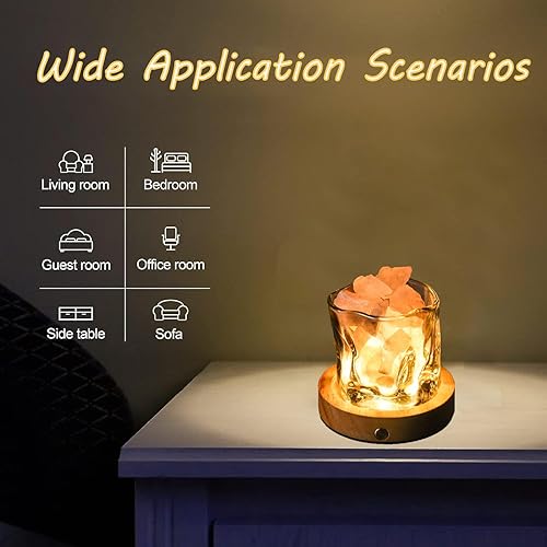 Miniatura 6 de Lámpara de sal del Himalaya, lámpara de roca de sal de cristal natural para aromaterapia cálida y romántica, luz nocturna de aromaterapia y difusor