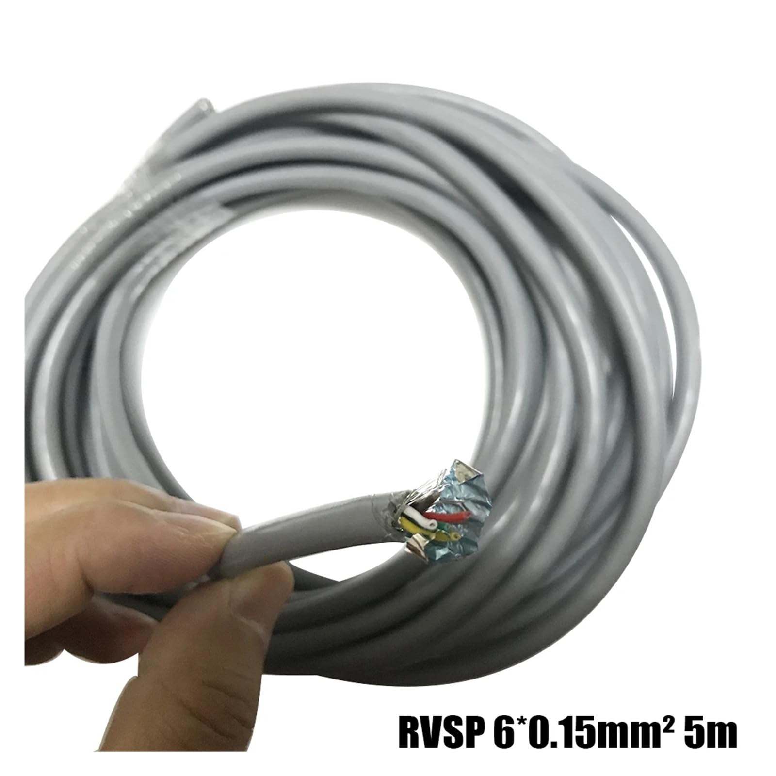 Cable de señal apantallado, Cable de Comunicación de Par Trenzado 15AWG 6x1.5mm2 PVC Gris 10m Cobre Estañado