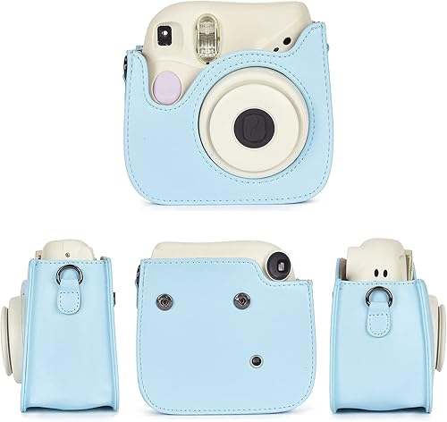 Miniatura 2 de Phetium Funda protectora compatible con cámara de película instantánea Instax Mini 7+ 7s 7c, funda de piel vegana premium con correa extraíble (rosa