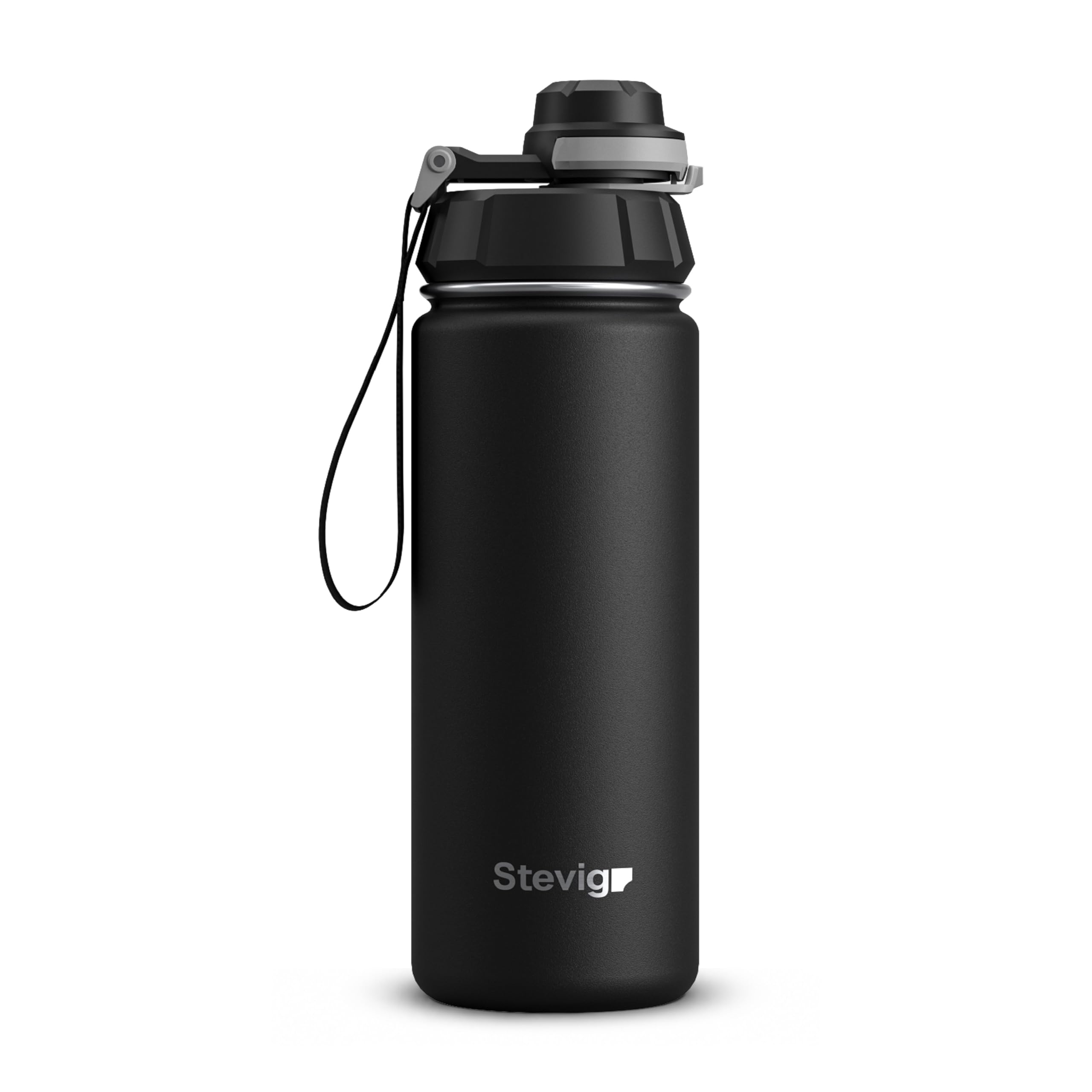 1 Hand Slide Lock Leak-proof | 17 oz | Insulated Vacuum Flask Stainless Steel Sport Water Bottle - Black ST-207