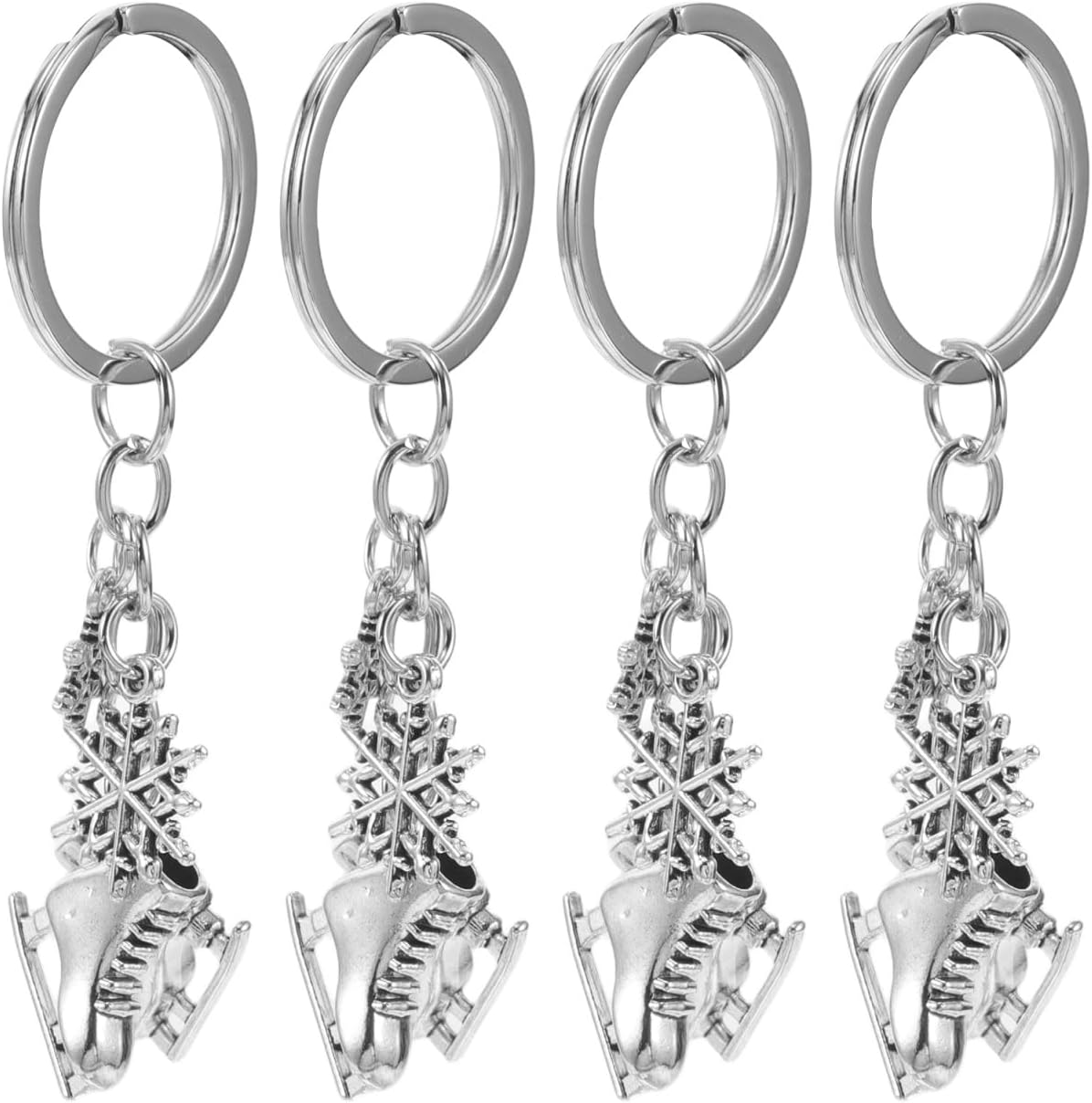 Set of 8 Ice Skate Keyrings 8.8 x 3 cm Zinc Alloy with Snowflake Pendant Ice Skating Lucky Charm for Bags Gift for Figure Skaters and Coaches
