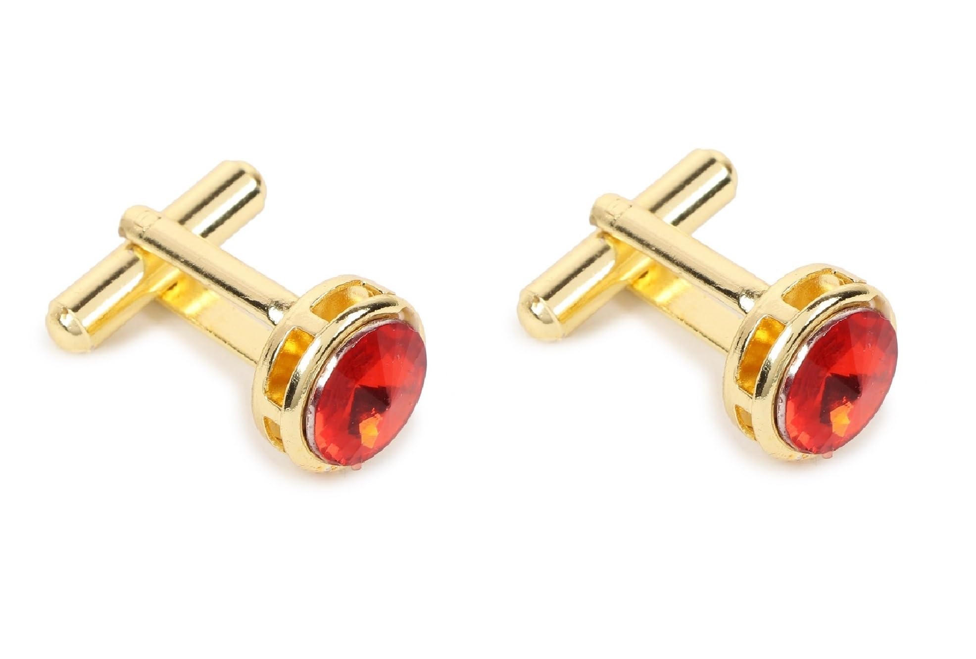zitti Men's Red American Stone Cufflinks – 24K Plated Classic Jewelry with Velvet Pouch – Formal Shirt Accessory Gift for Him-picture-51