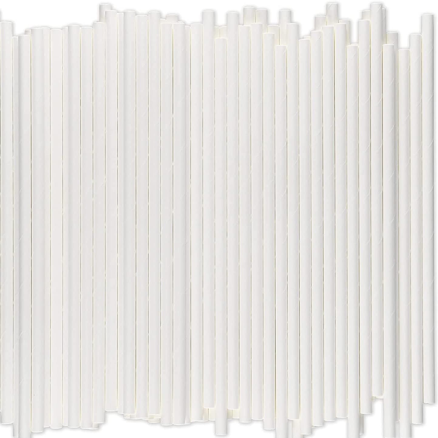 10000 pcs Biodegradable Disposable Paper Drinking Straws Wholesale, Cheap Solid Pure Plain Restaurant Cafe Cocktail Juice Bar Milk Wedding Beverage Craft Lollipop Cake Pop Sticks (Solid White)