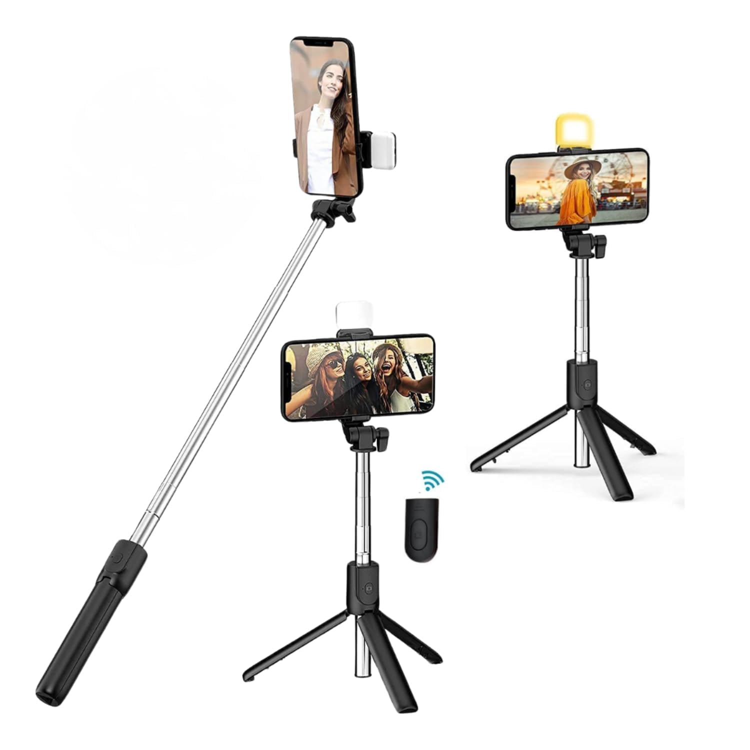 Selfie Stick Tripod with Fill Light, 7.5–28 Inch Phone Tripod Stand with Wireless Remote, 3 in 1 Extendable Mobile Stand, Bluetooth Selfie Stick for Selfies, Video & Live Streaming-picture-37