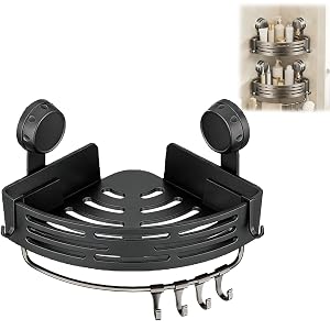 No-Drill Bathroom Drain Rack No Drill Bathroom Suction Storage Box Adjustable Suction Cup Shower Caddy Corner Suction Cup