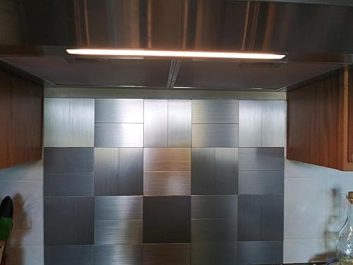 Miniatura 25 de Paquete de 30 paneles de 12 x 4 pulgadas de aluminio cepillado para loseta en muro de azulejos de acero inoxidable