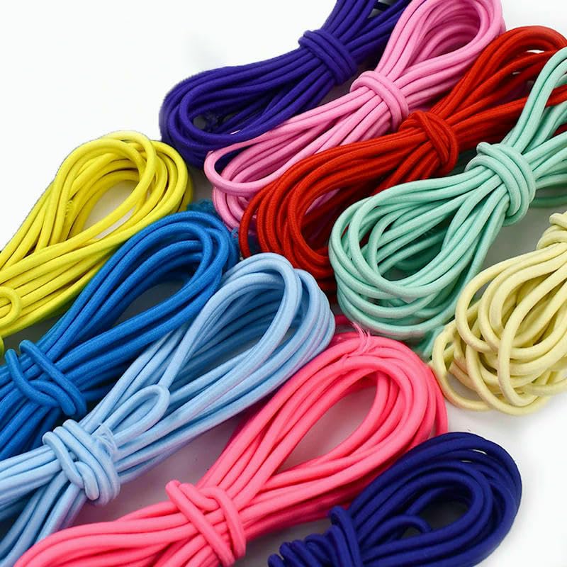 5/10/20/30/40/50 m elastisches Seil, 4,0 mm, rund, bunte Gummibänder für Haarbänder, Stoffgürtel, Nähen, Bungee-Cord, Federkordel, Hellgrün, 4,0 mm, 40 Meter (8 Rollen)
