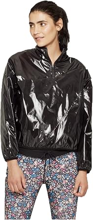 JoyLab Womens Metallic Windbreaker Water-Resistant Poncho - Black - XLarge