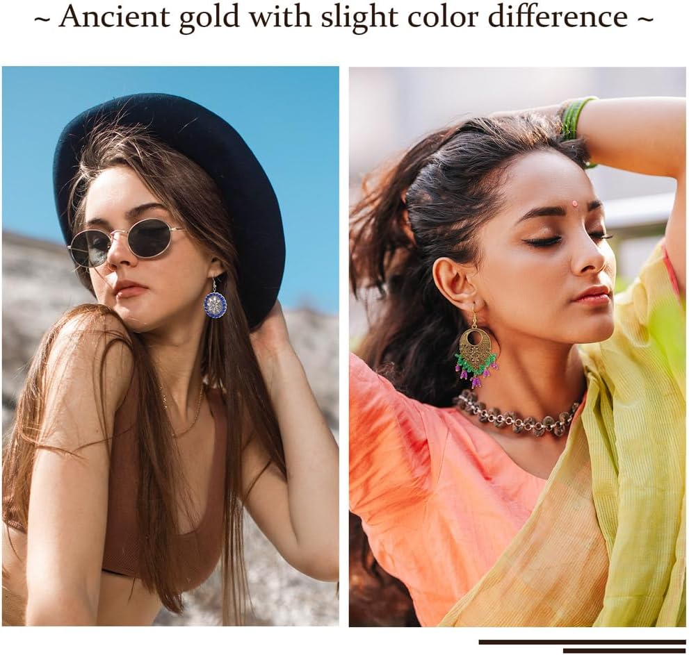 64Pcs Tibetan Style Alloy Chandelier Component Links Antique Golden Antique Silver Teardrop Triangle Flat Round Connector Charms for DIY Earring Necklace Jewelry Making - Image 7