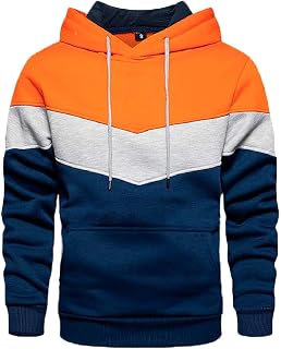 CUTeFiorino 2023 Autumn and Winter Street Casual Sports Pullover Loose Side Seam Pocket Pocket Colour Matching Youth Hooded Pullover Men's Hooded Pullover