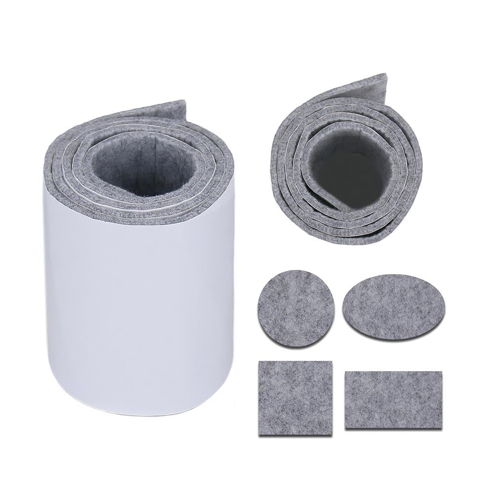Set di 10 nastri autoadesivi in feltro per mobili, su un lato, resistenti, colore grigio, insonorizzanti, per proteggere il tavolo, 1000 x 50 x 5 mm
