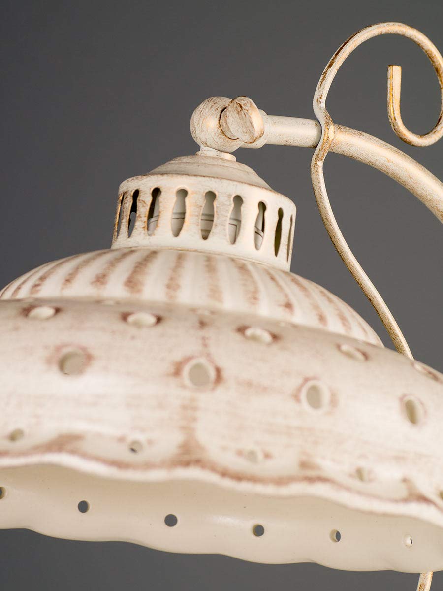 Tischlampe Keramik shabby weiß beige handbemalt Landhausstil Nachtischlampe
