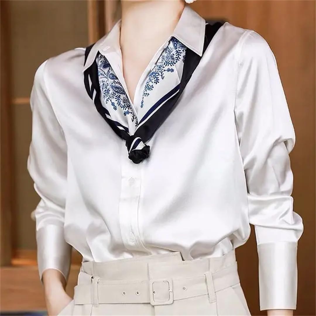 Chemise en satin élégante à manches longues pour femme