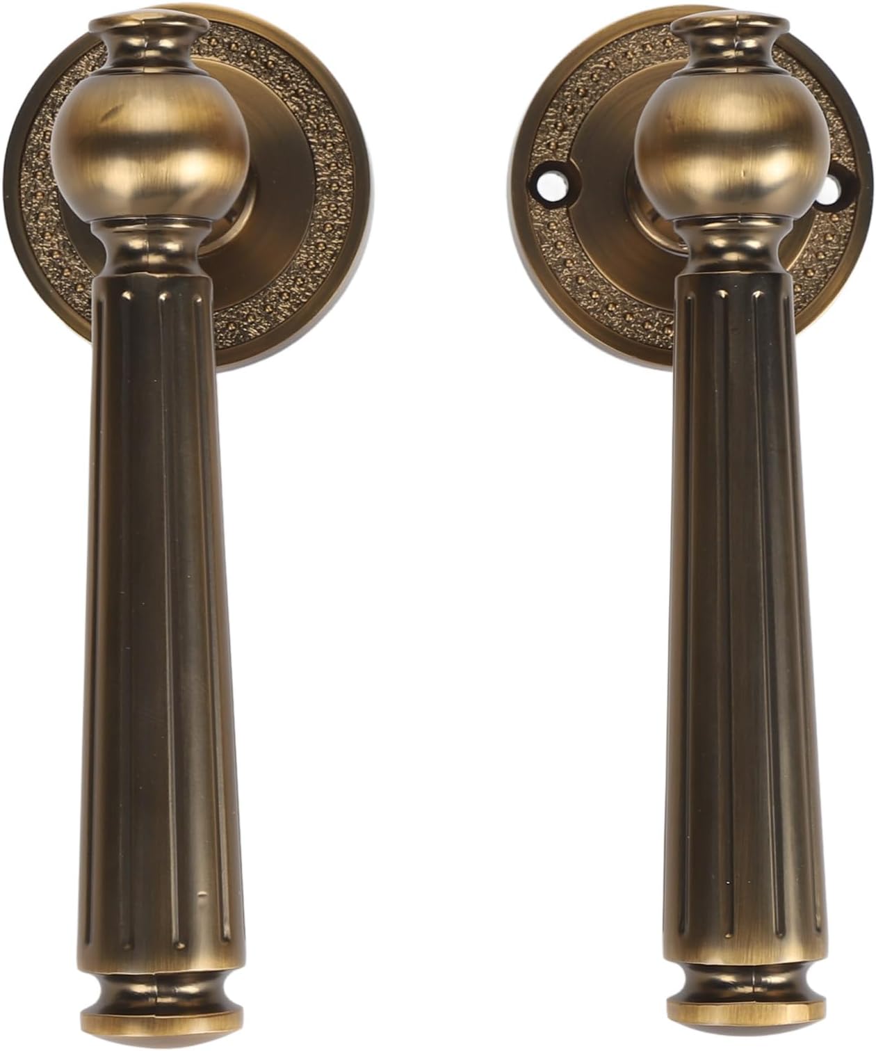 Door Handle Lock, Silent Antique Bronze Door Knobs, Pure Copper Interior Doors Lever with Locking Function, Ideal for Bedroom, Home, Hotel & Office Apartment